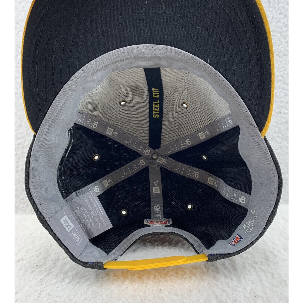Pittsburgh Steelers New Era Hat Mens Snapback OSFM Steel City Black Yellow NFL - Picture 5 of 8